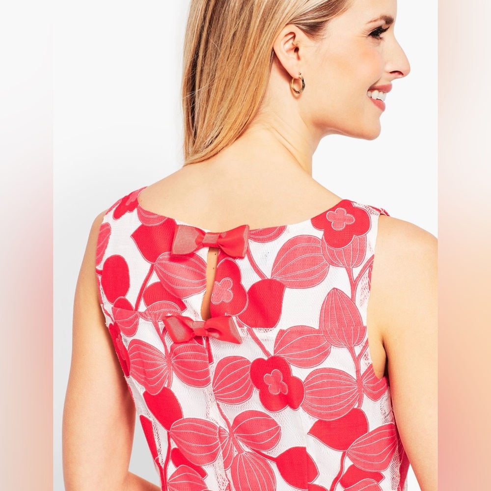 NWT: Talbots Red and White Floral Blouse